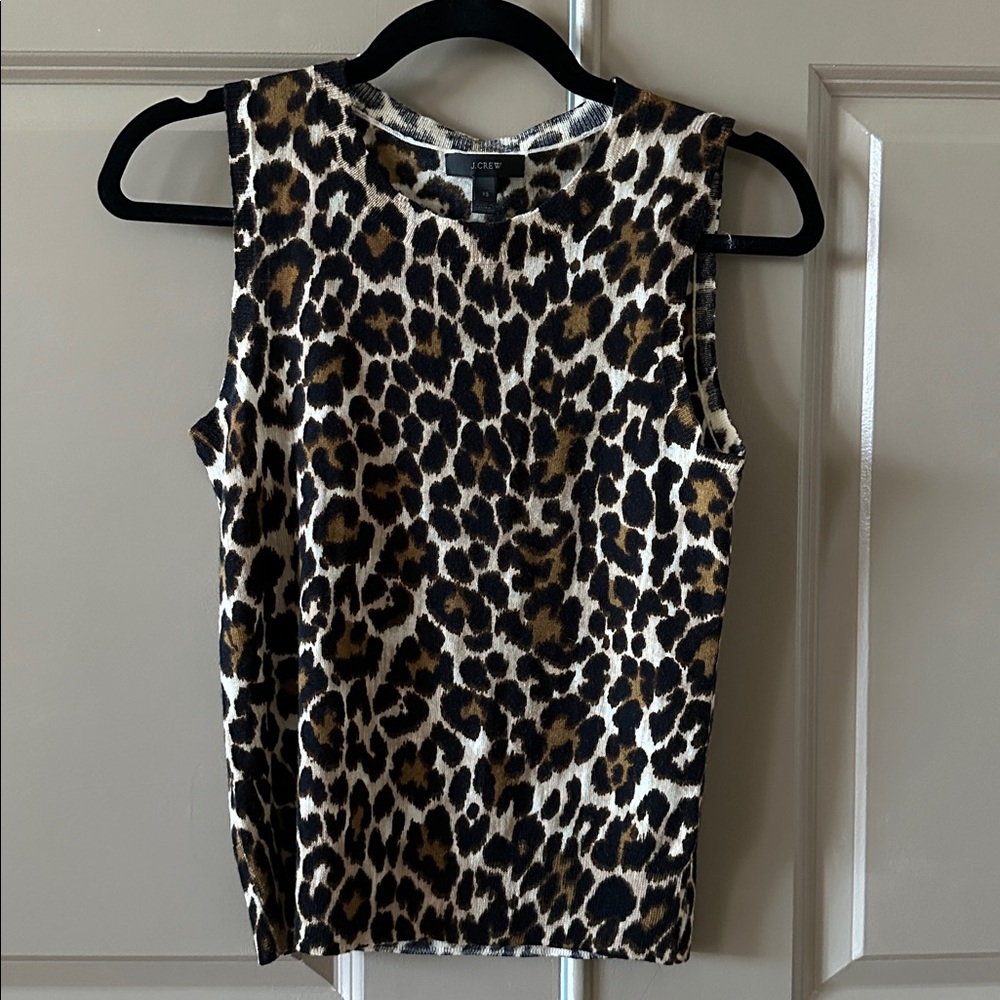 J.crew Leopard Shell 100% merino wool size XS